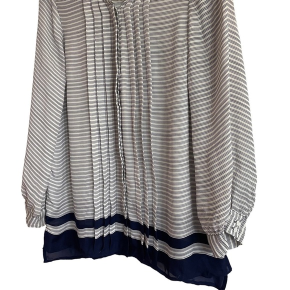 Joie Modine Striped Pintuck Blouse, 100% Silk, Navy & White, Size S - Picture 5 of 9